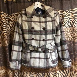 American Eagle plaid peacoat